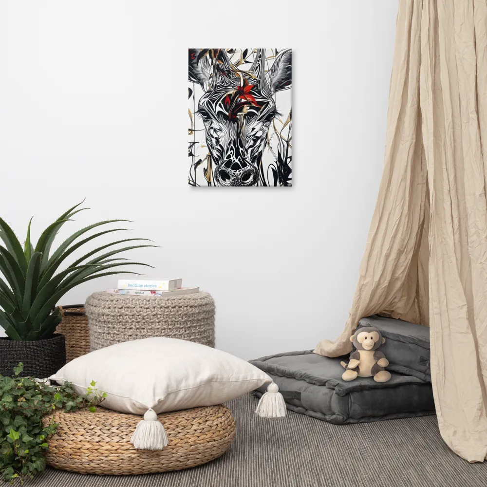 Floral Elegance: The Giraffe's Portrait | Canvas | 18″×24″