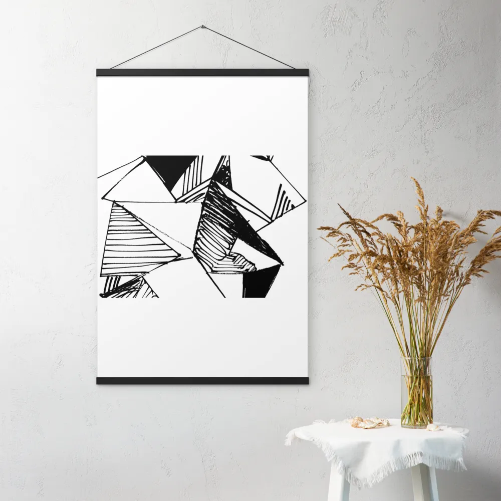 Dynamic Geometry in Ink | Poster With Black Wood Hanger | 24″×36″