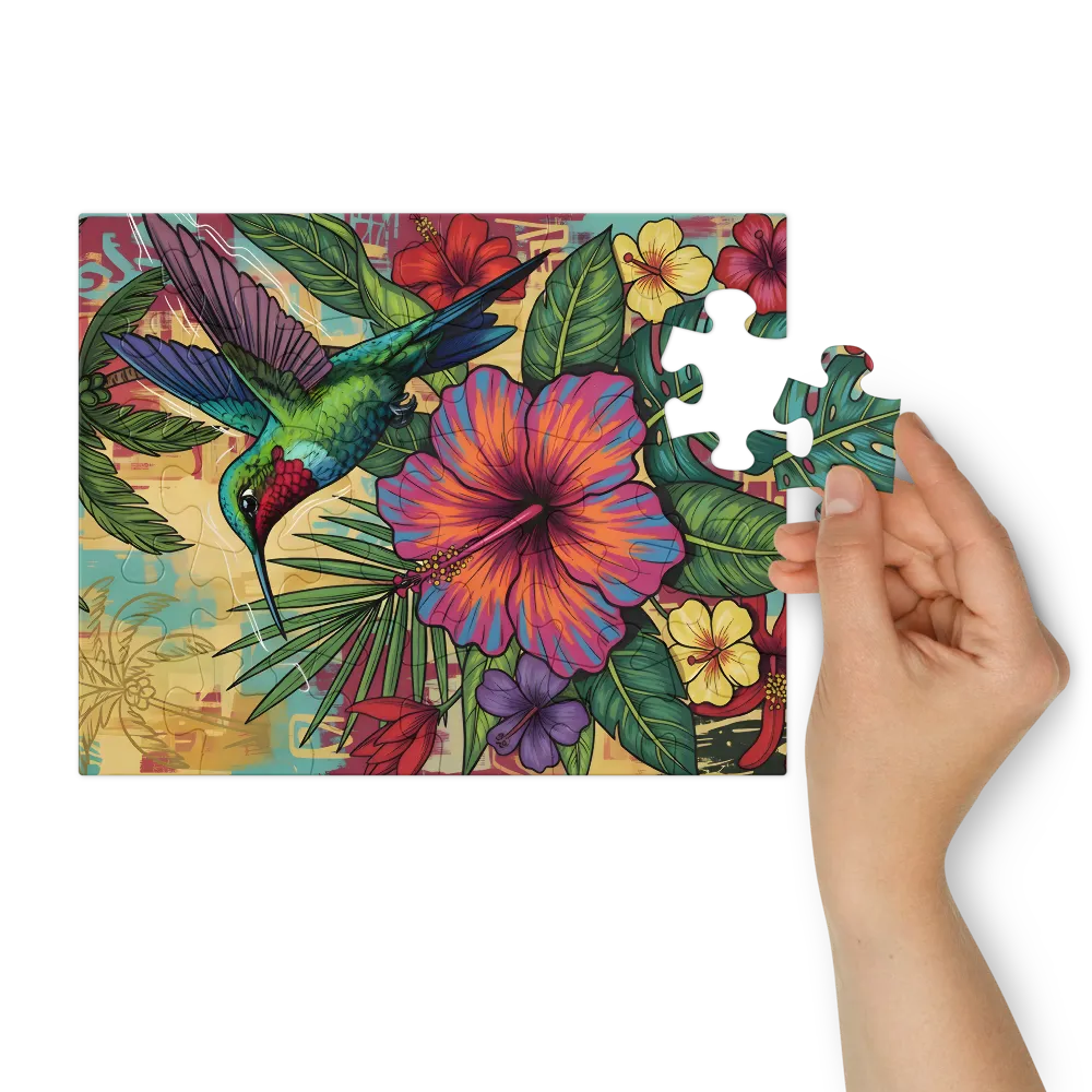Hummingbird & Hibiscus 
 Jigsaw Puzzle in Tin Box