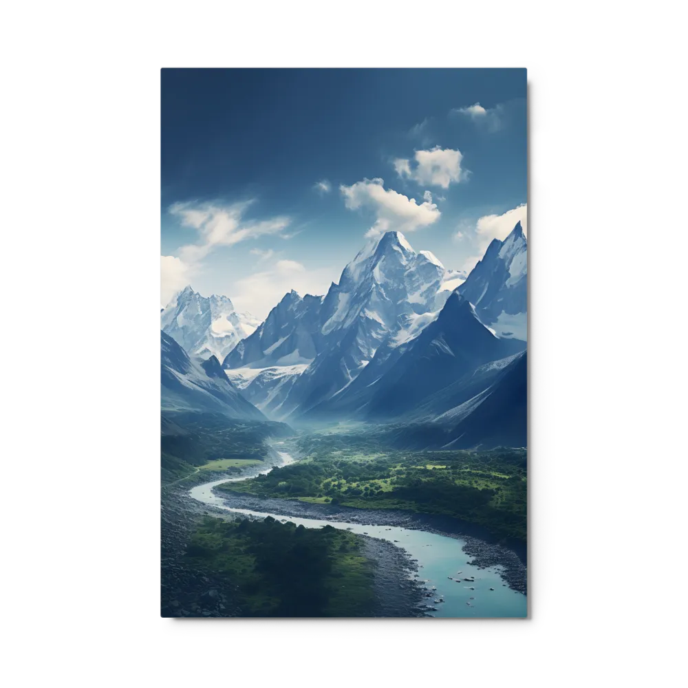 Majestic Serenity: A Landscape of Mountains and Rivers | Metal Print | 24″×36″