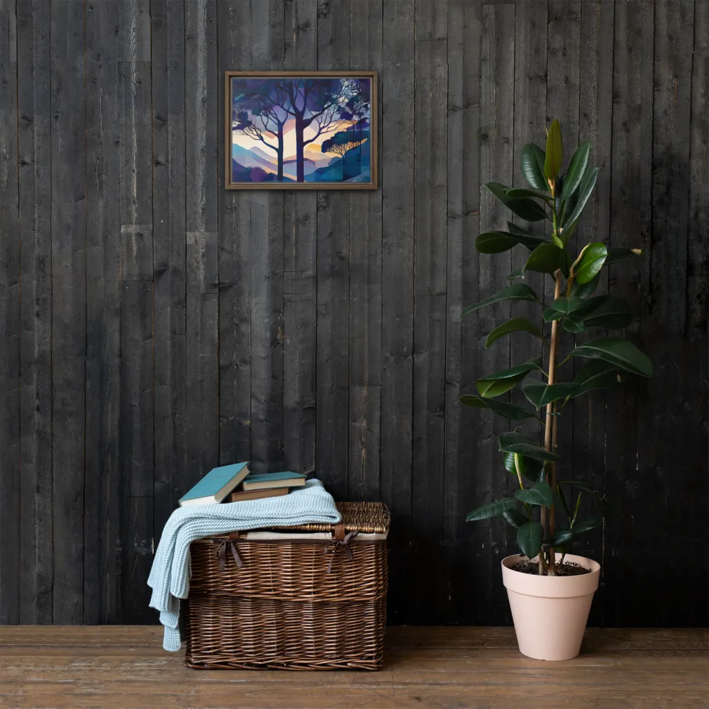 Tranquil Geometry: A Journey Through Color | Canvas with Brown Frame | 12″×16″