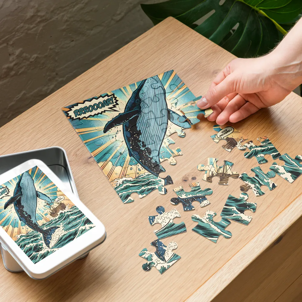 Leaping Whale 
 Jigsaw Puzzle in Tin Box