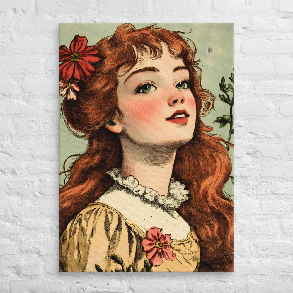 Whimsical Portrait of a Flower-Adorned Girl | Canvas | 28″×40″