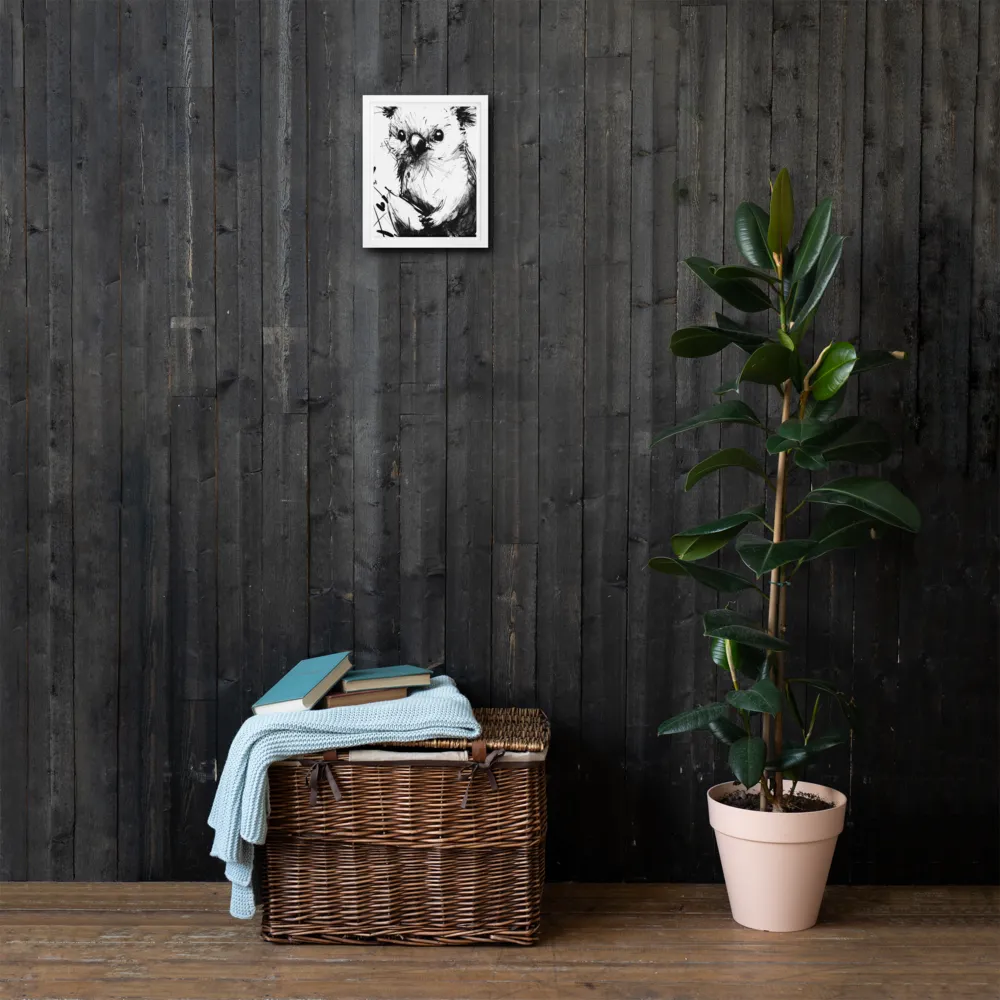 Whimsical Koala in Ink | Canvas with White Frame | 8″×10″