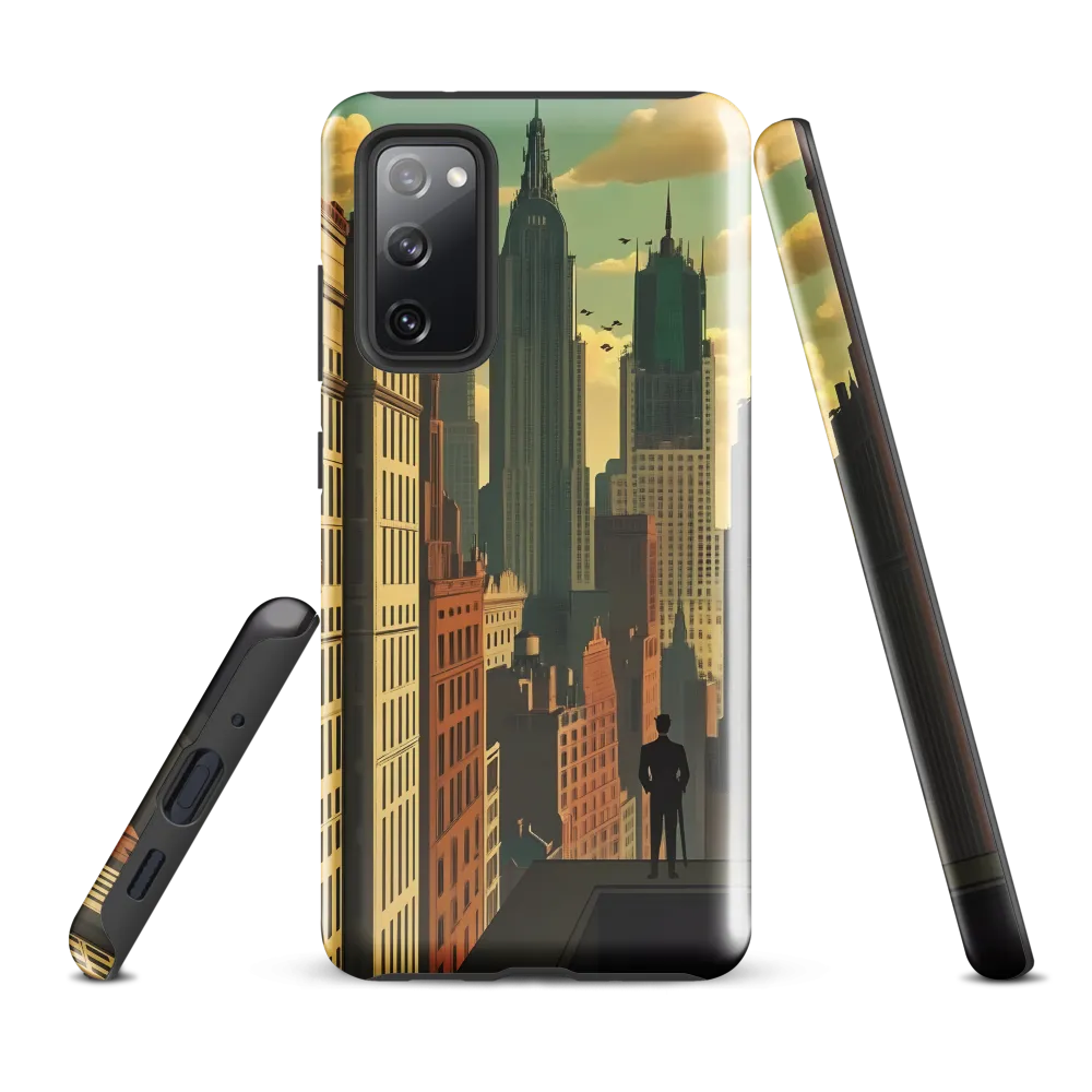 Urban Dreams: A Silhouette in Art Deco Cityscape