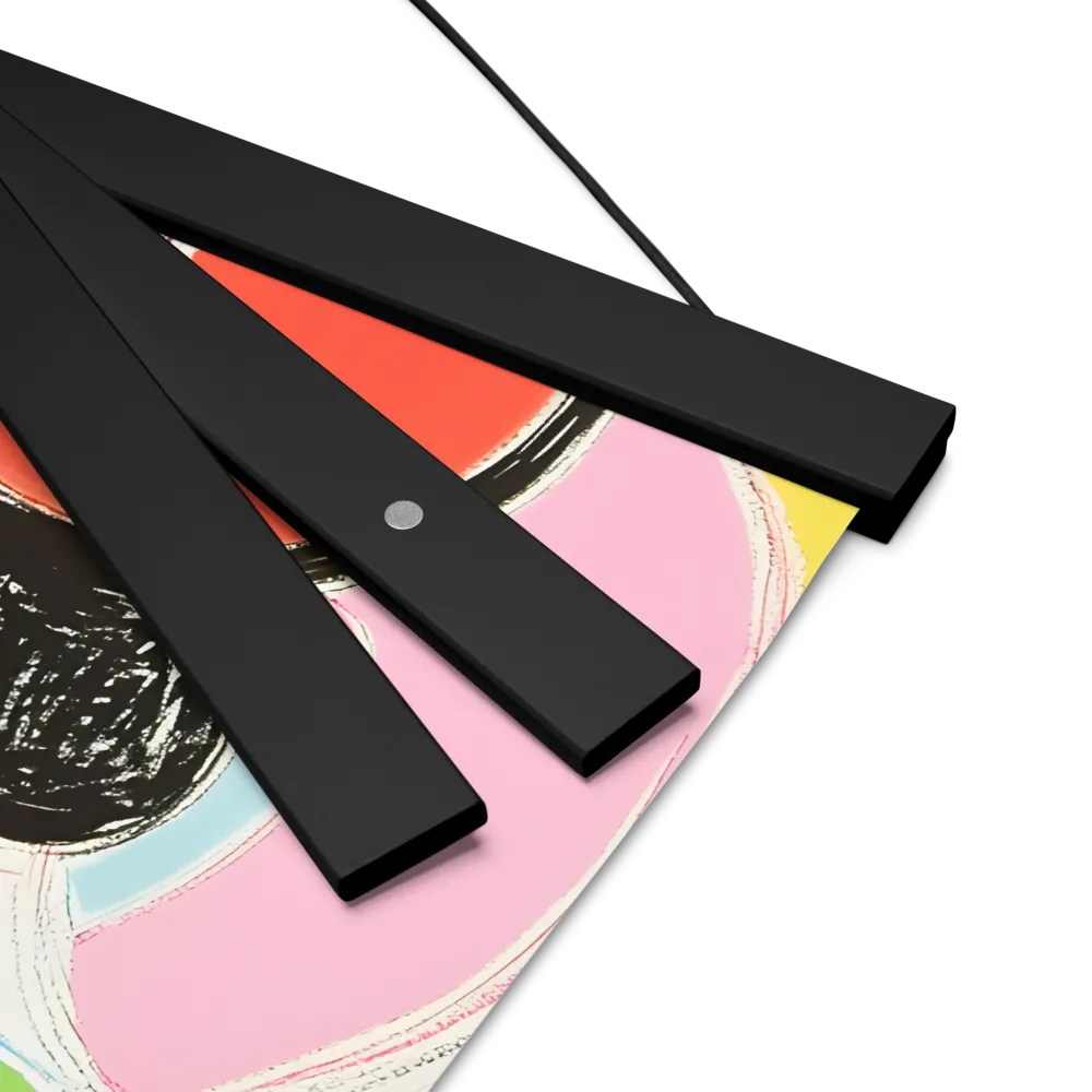 Whimsical Portrait in Colorful Abstraction | Poster With Black Wood Hanger | 12″×12″