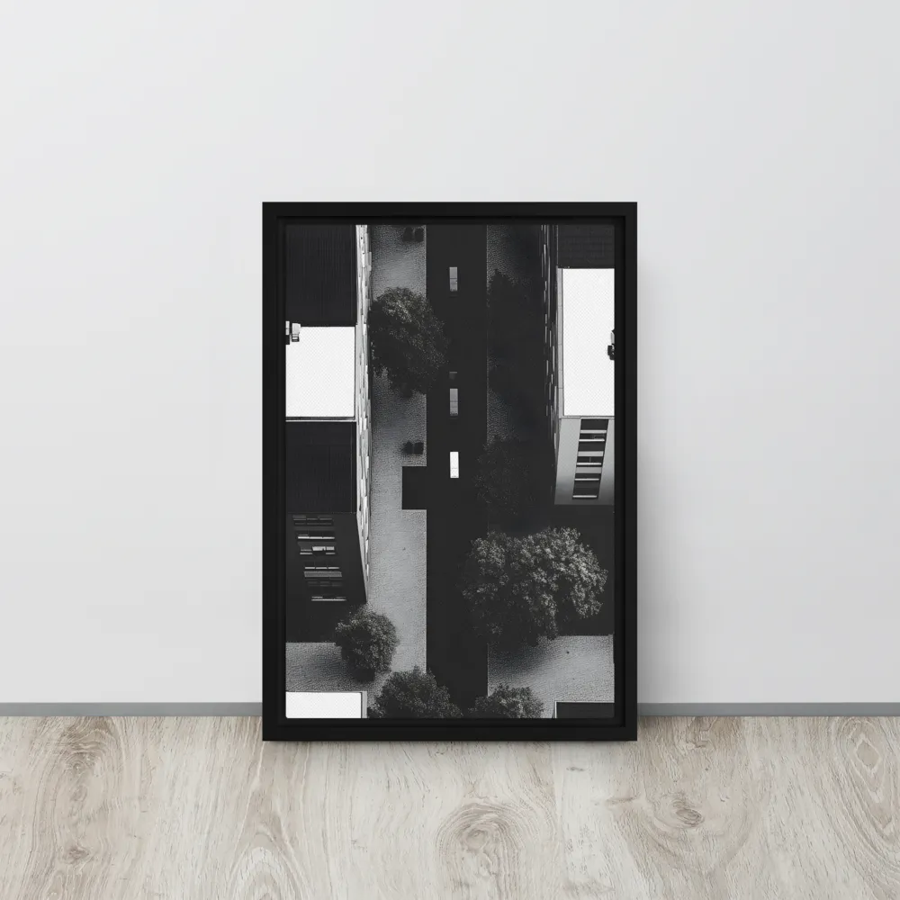 Urban Serenity from Above | Canvas with Black Frame | 12″×18″
