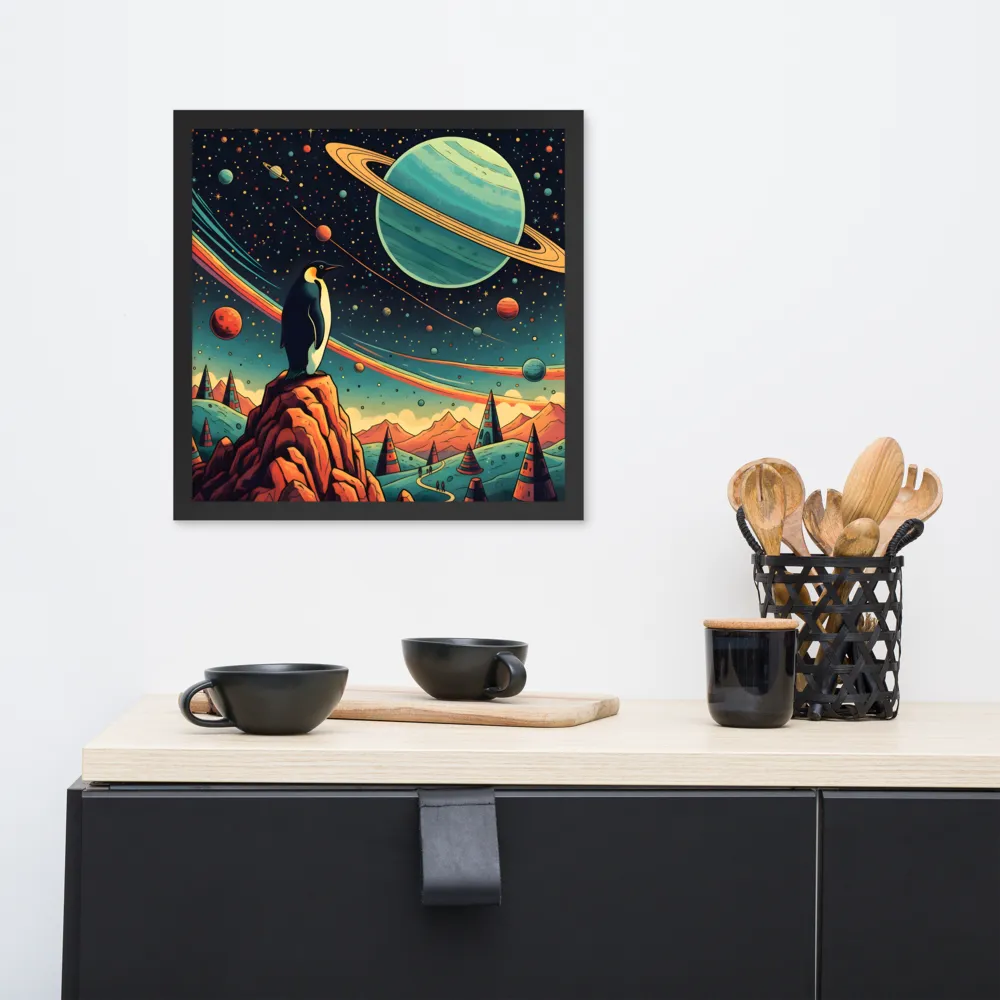 Cosmic Penguin 
 Poster with Black Frame | 16″x 16″