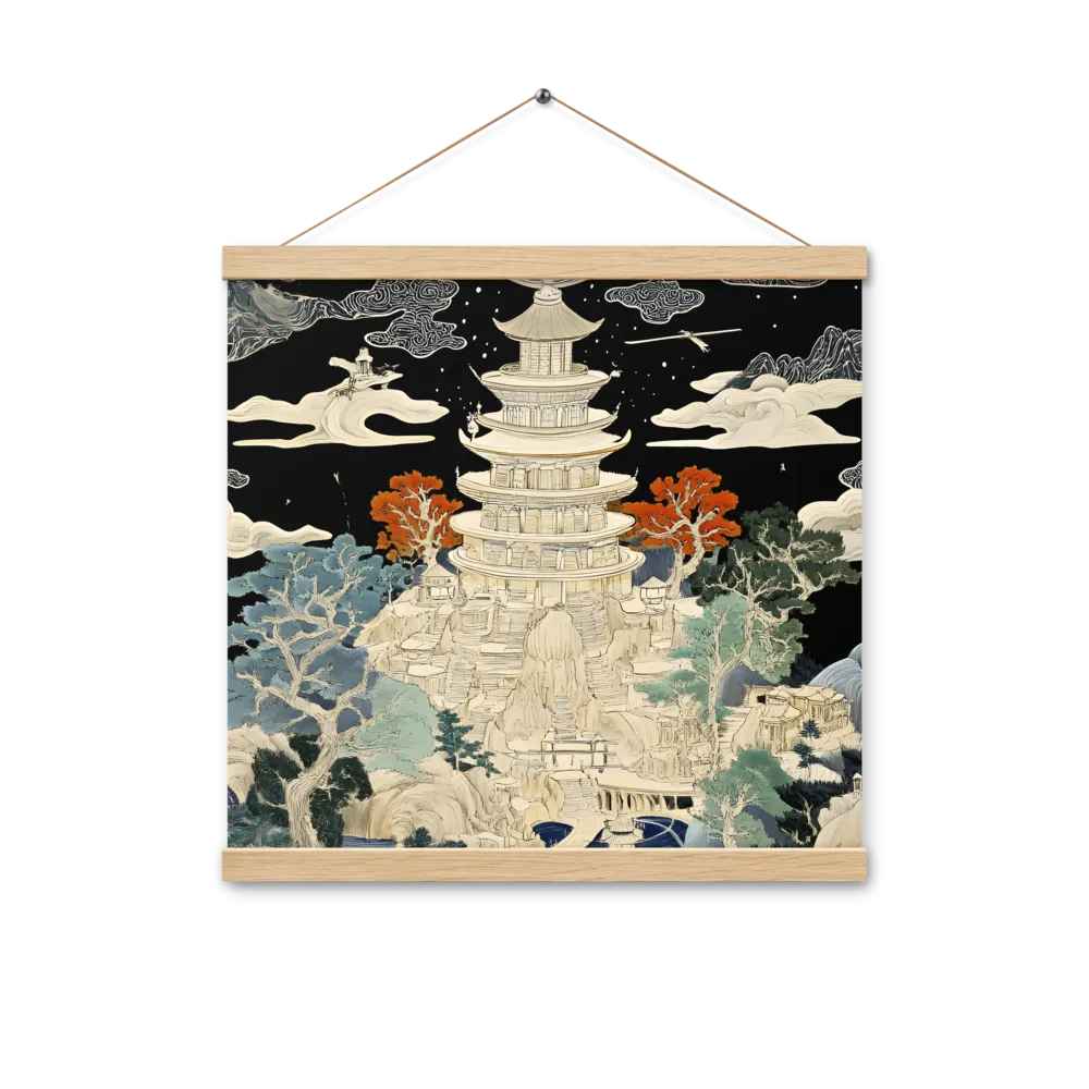 Whispers of the Pagoda | Poster With Oak Wood Hanger | 16″×16″