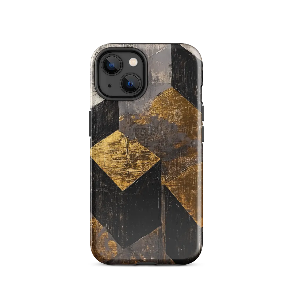Geometric Harmony in Gold and Black | Phone Case |  14 | Tough Case | Glossy