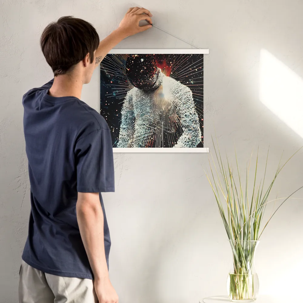 Ethereal Astronaut: A Journey Through the Cosmos | Poster With White Wood Hanger | 18″×18″