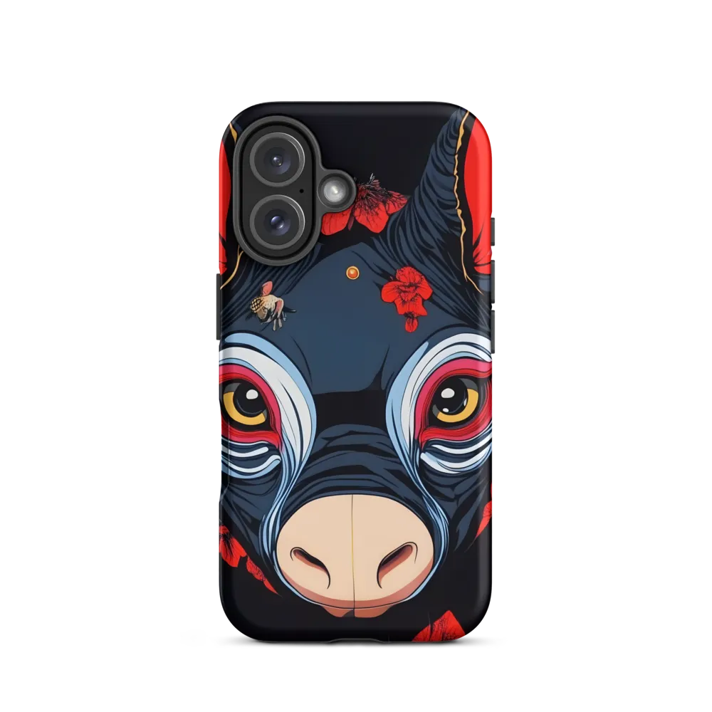 Mystical Bull with Floral Motifs | Phone Case |  16 | Tough Case | Matte