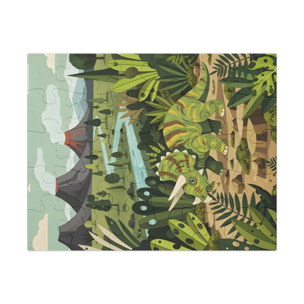 Triceratops Valley 
 Jigsaw Puzzle in Tin Box