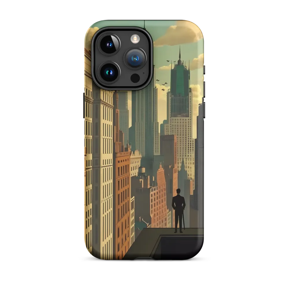 Urban Dreams: A Silhouette in Art Deco Cityscape