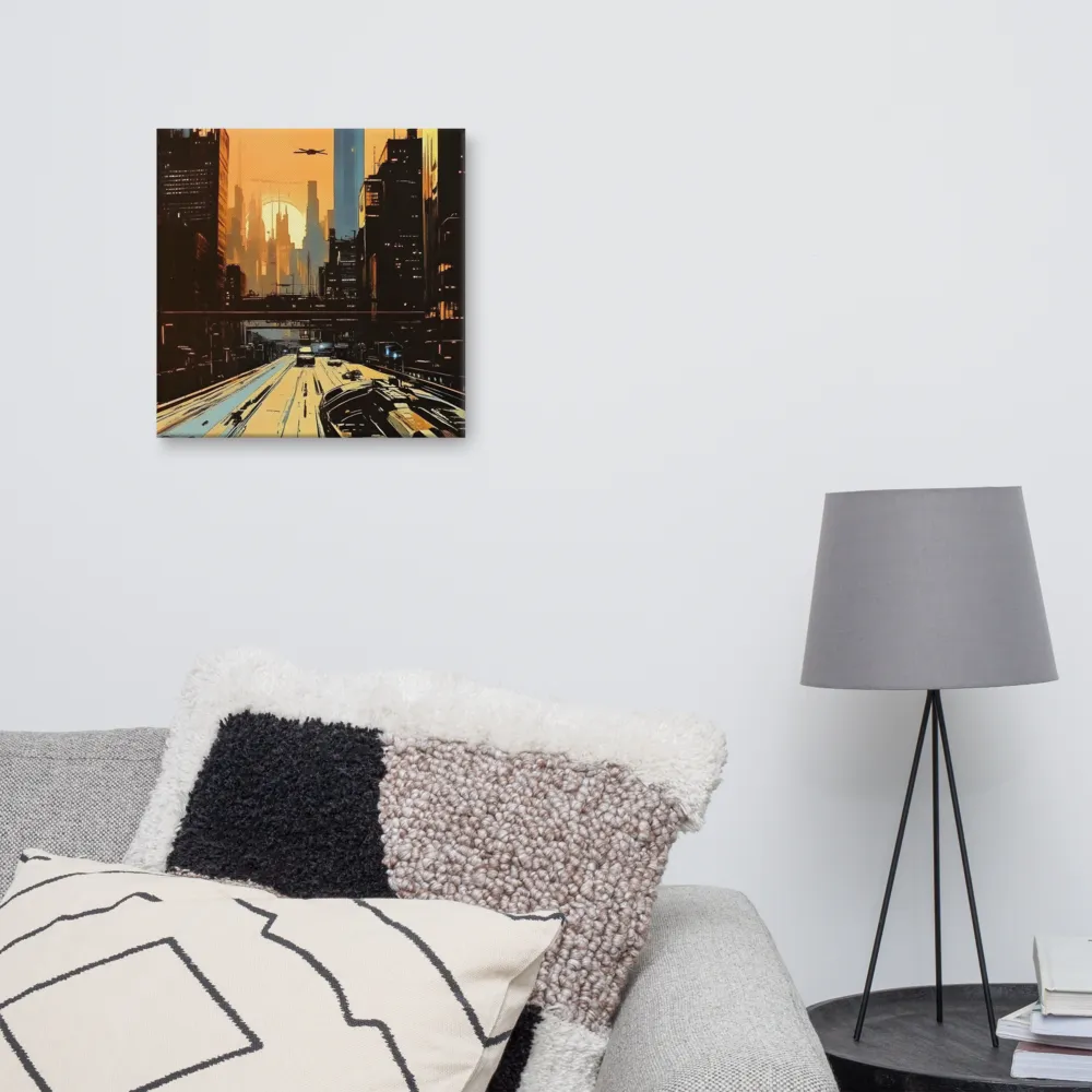 Metro Nexus: A Futuristic Cityscape | Canvas | 16″×16″