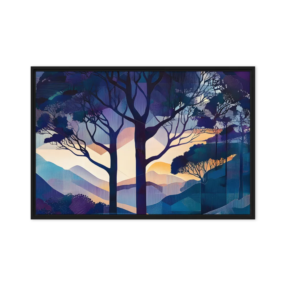 Tranquil Geometry: A Journey Through Color | Canvas with Black Frame | 24″×36″