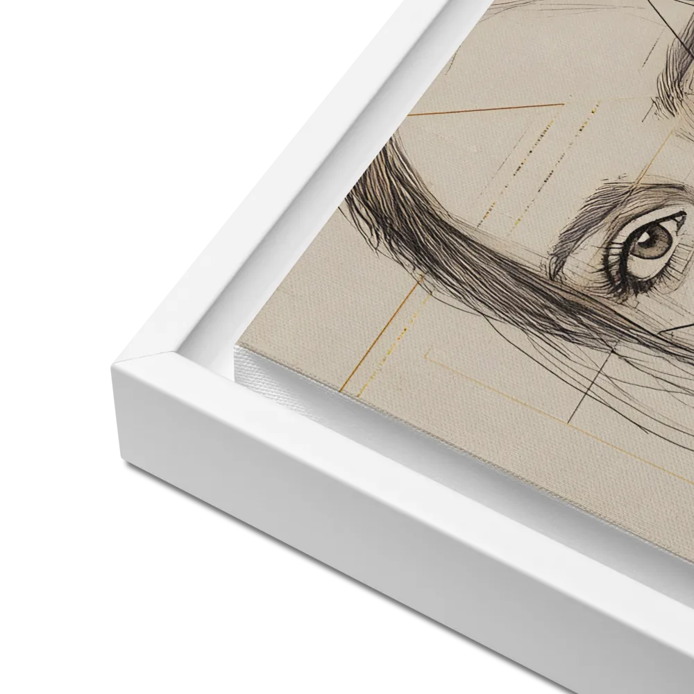 Geometric Elegance: A Modern Portrait | Canvas with White Frame | 16″×16″