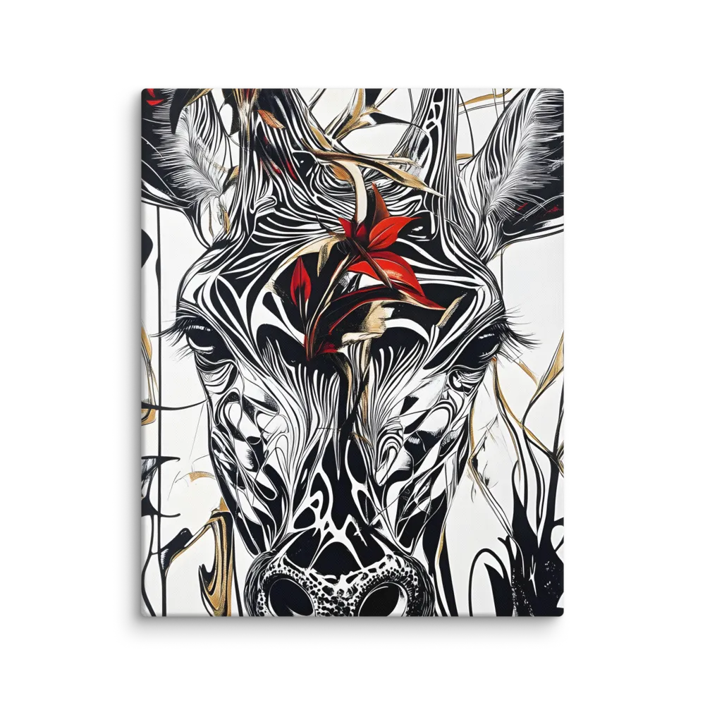 Floral Elegance: The Giraffe's Portrait | Canvas | 16″×20″