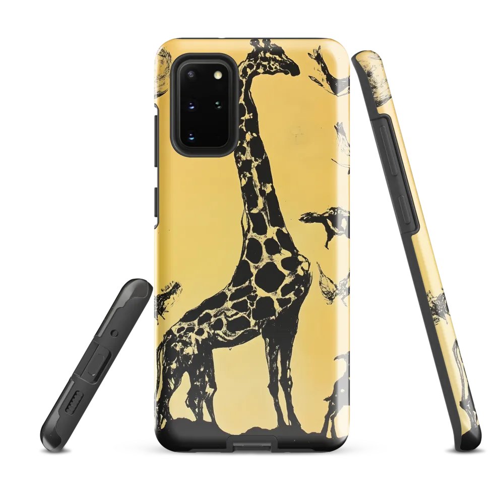 Whimsical Harmony of Giraffe and Birds