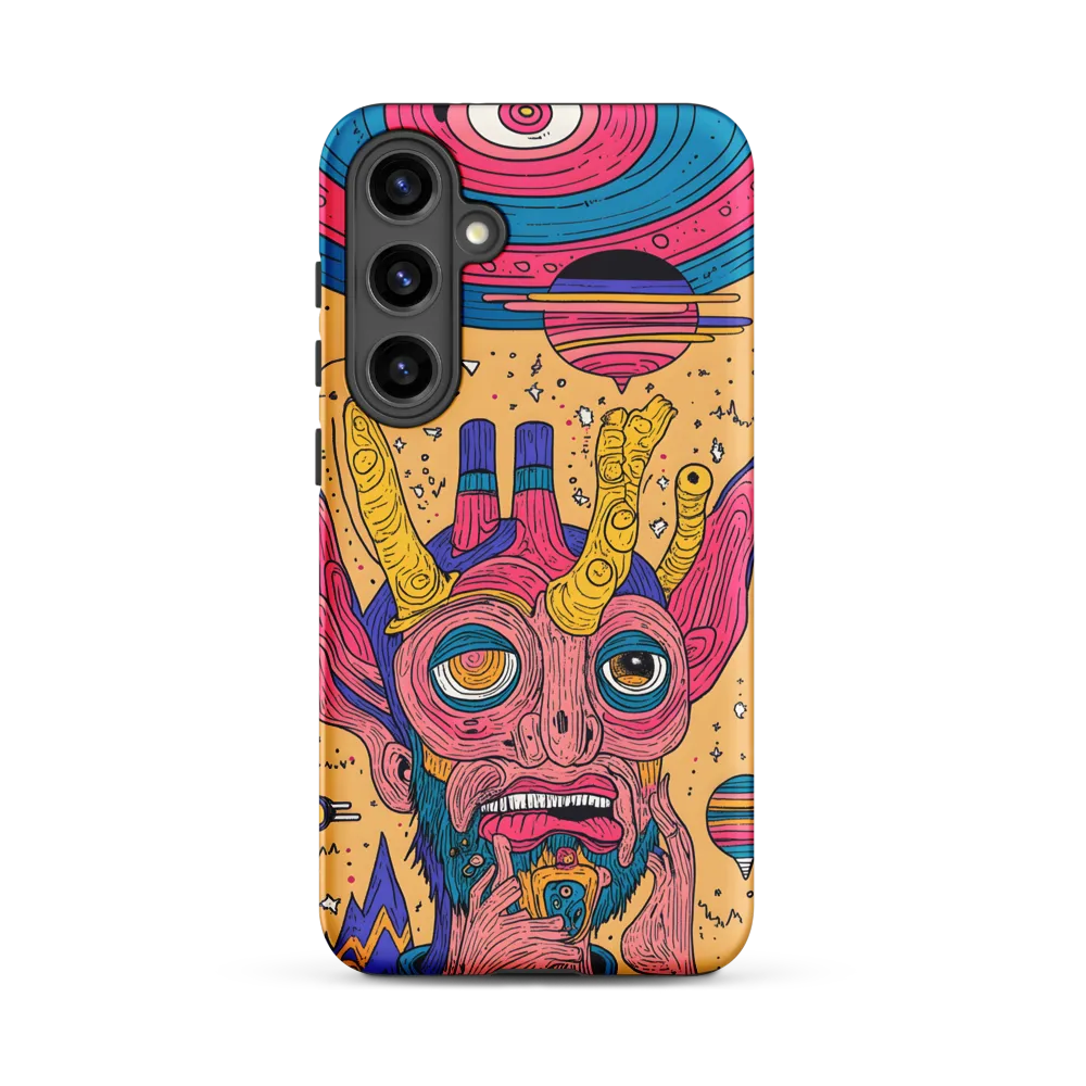 Horned Portrait on a Peach Field