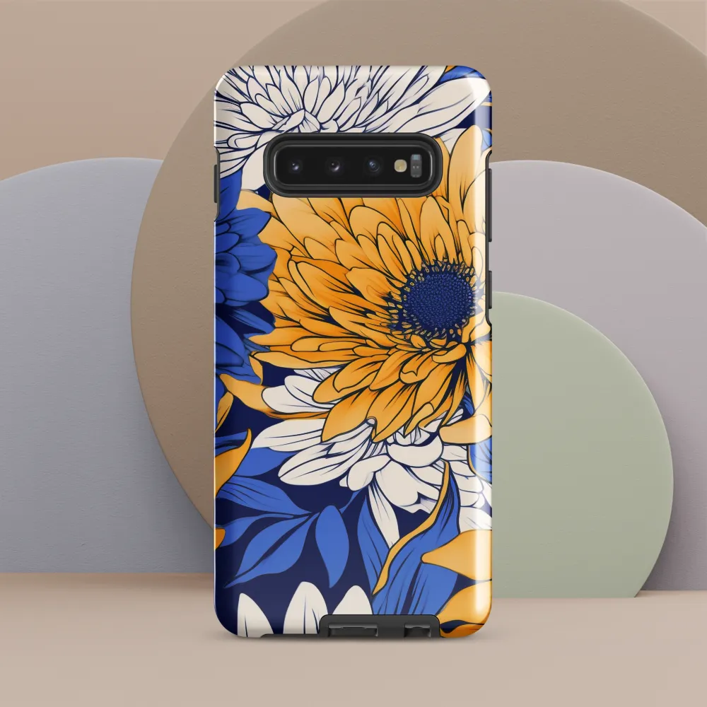 Floral Harmony in Blue and Yellow | Phone Case |  S10 Plus | Tough Case | Glossy