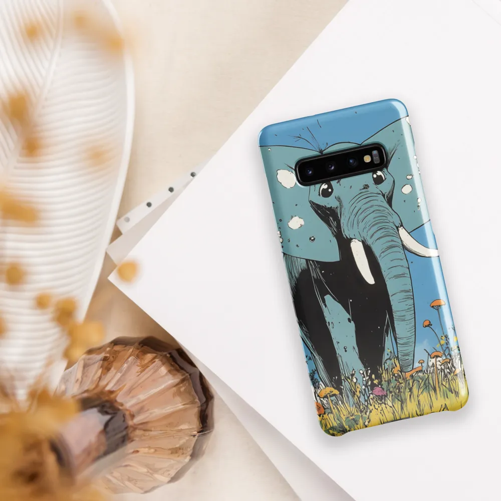 Whimsical Blue Elephant in Bloom | Phone Case |  S10 Plus | Snap Case | Glossy