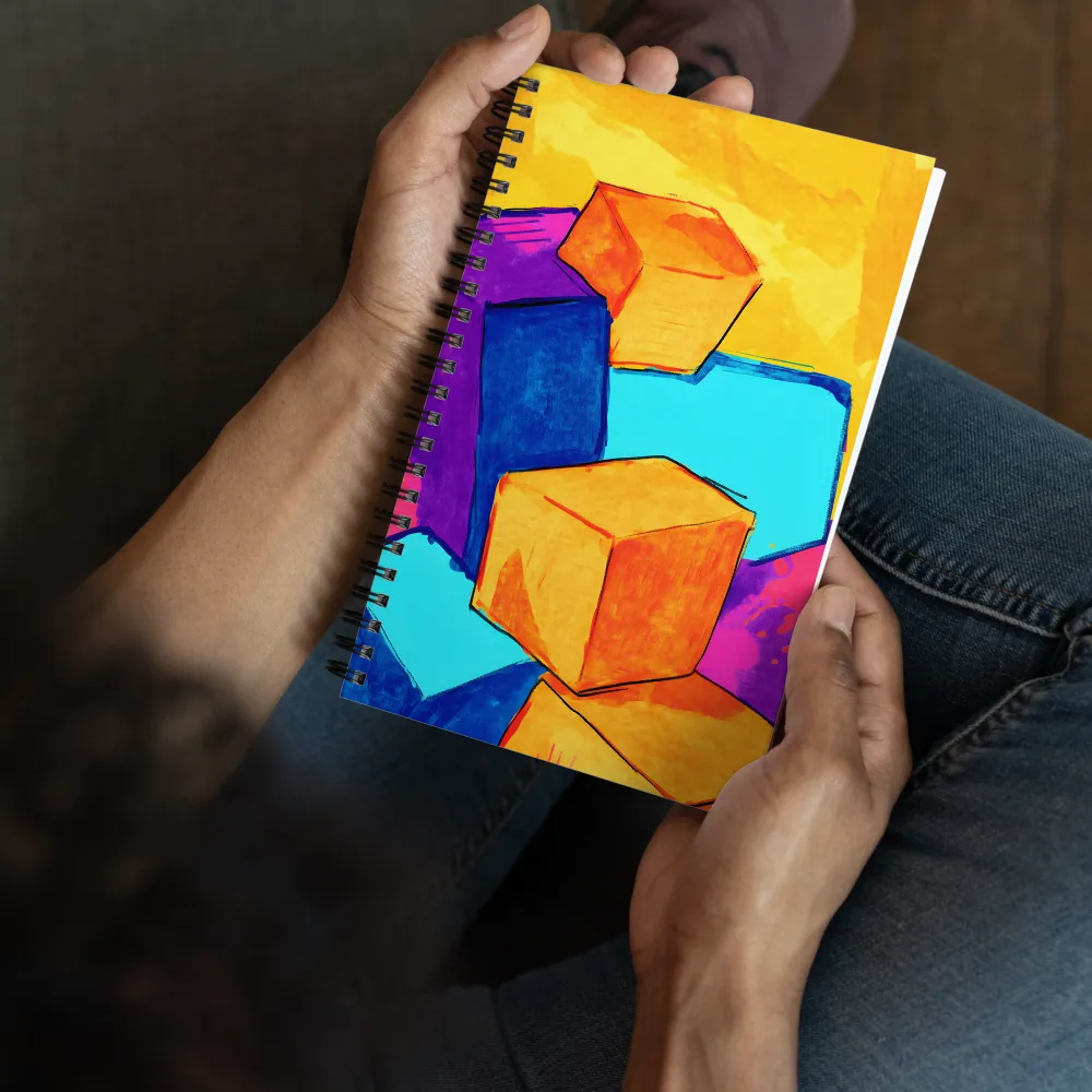 Playful Cubes in Vibrant Harmony | Spiral Notebook