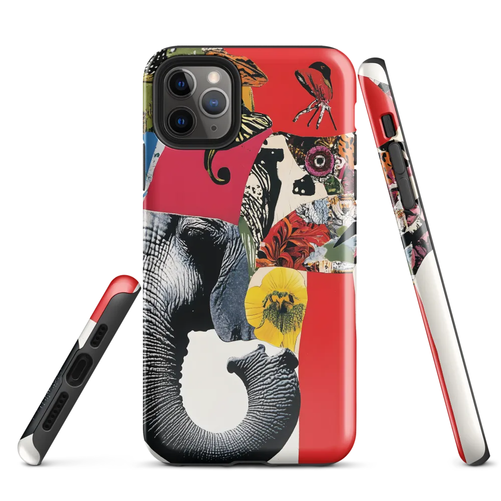 Whimsical Elephant: A Vibrant Collage of Life | Phone Case |  11 Pro Max | Tough Case | Glossy