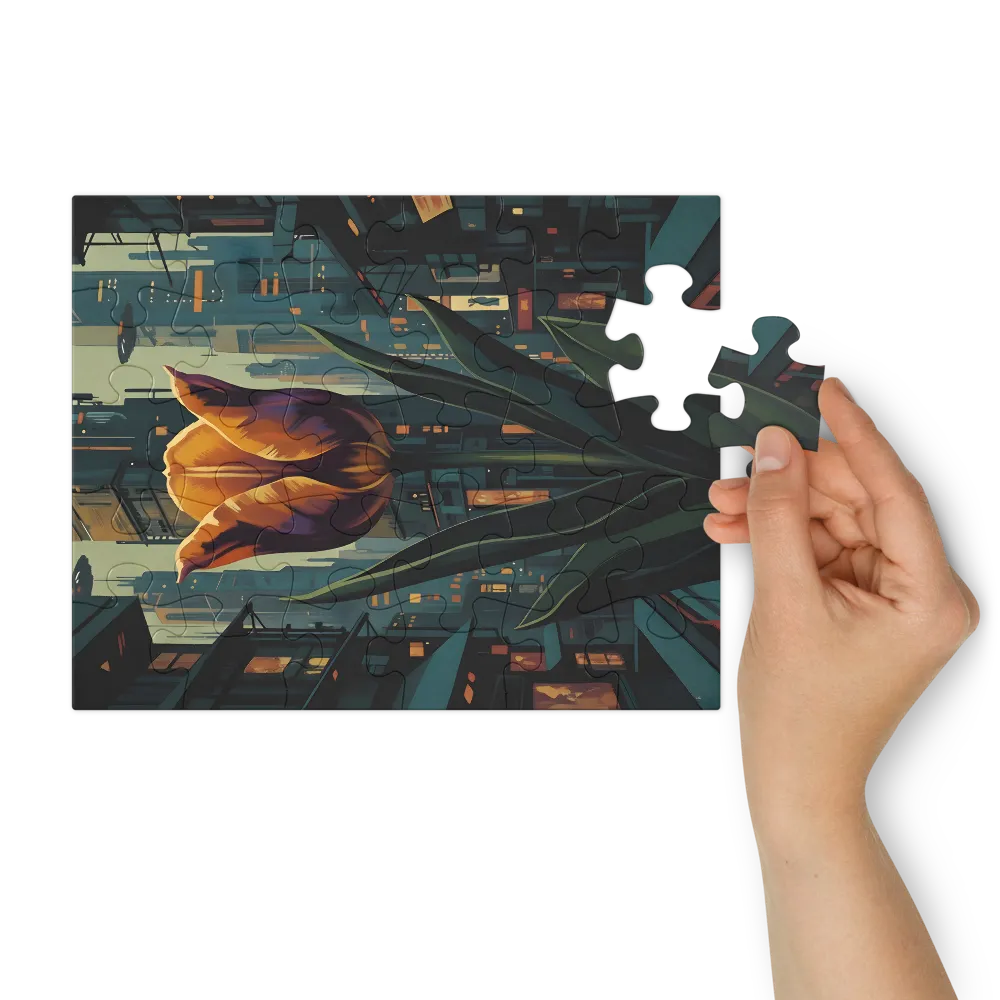 Neon City Tulip 
 Jigsaw Puzzle in Tin Box