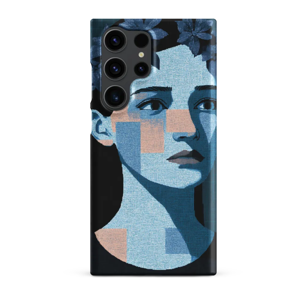 Grid-Wreathed Cyan Portrait
