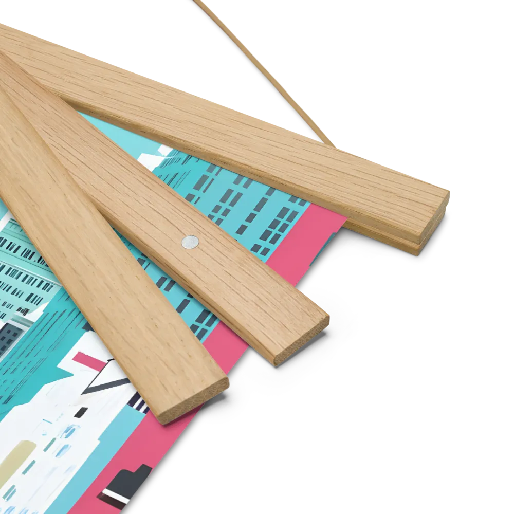 Urban Symphony: A Modern Cityscape | Poster With Oak Wood Hanger | 10″×10″