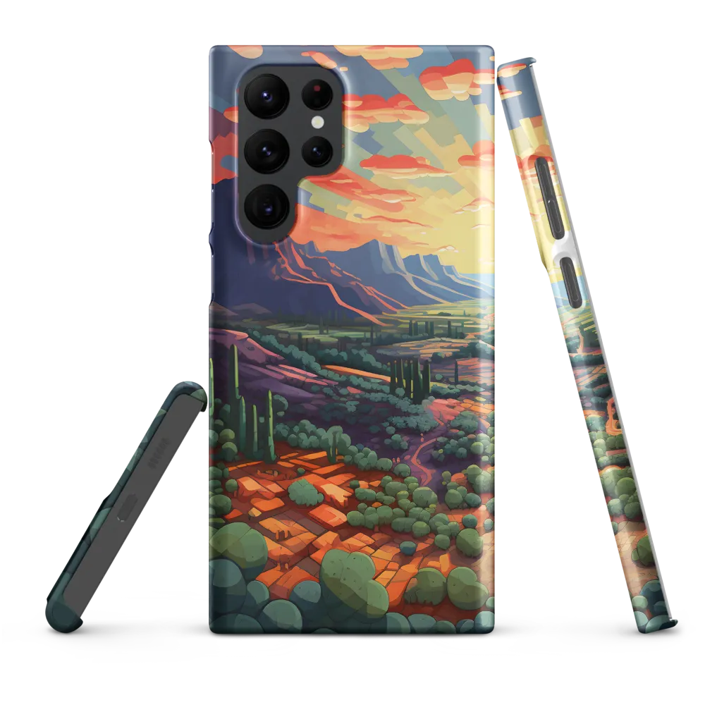 Sunset Over a Geometric Desert Valley