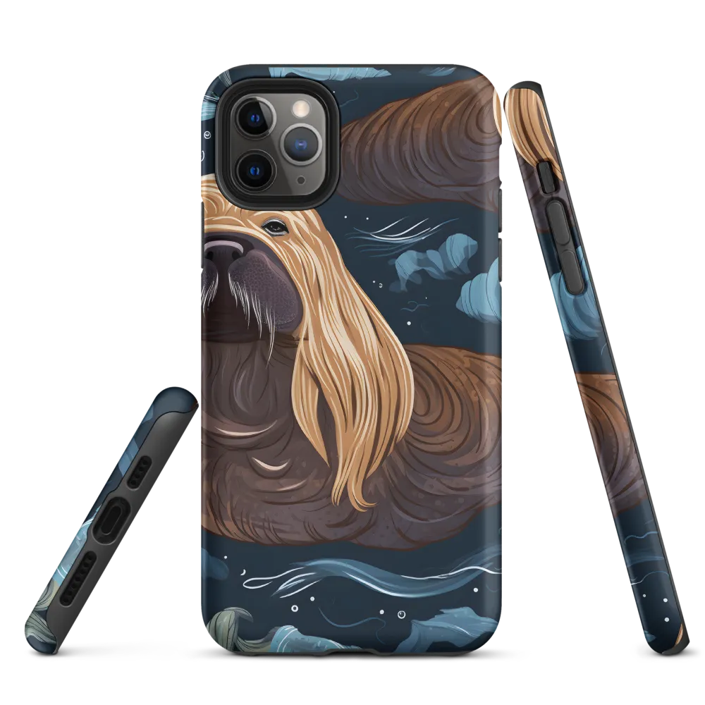 Whimsical Walruses in Deep Blue