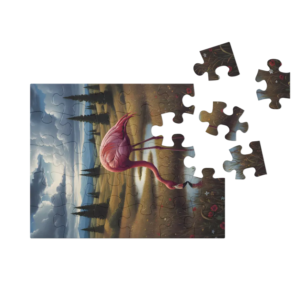Meadow Flamingo 
 Jigsaw Puzzle in Tin Box