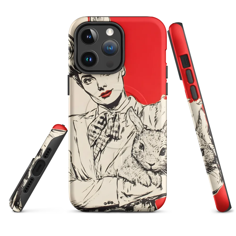 Whimsical Elegance: The Rabbit Lady | Phone Case |  14 Pro Max | MagSafe® Tough Case | Matte