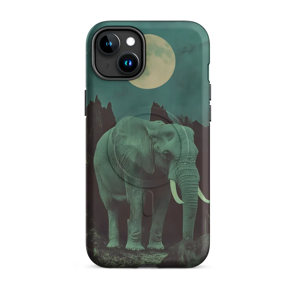 Ethereal Presence: Elephant Under a Full Moon | Phone Case |  15 Plus | MagSafe® Tough Case | Matte