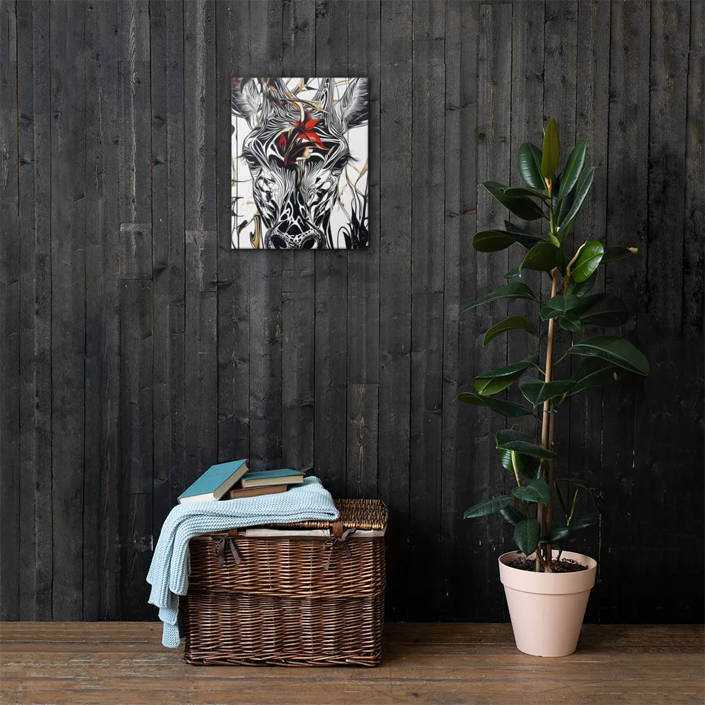 Floral Elegance: The Giraffe's Portrait | Canvas | 16″×20″