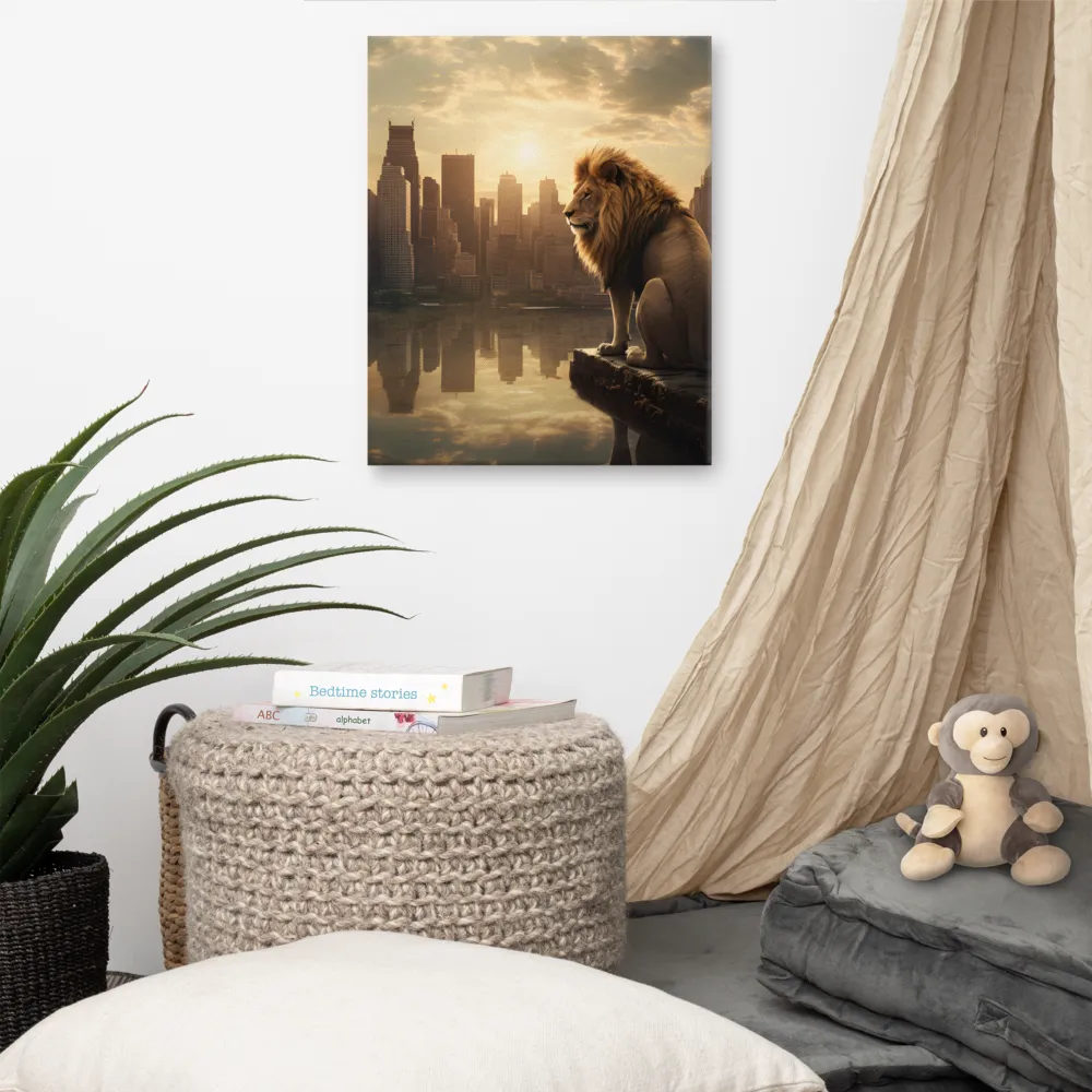The Lion's Gaze Over the Urban Symphony