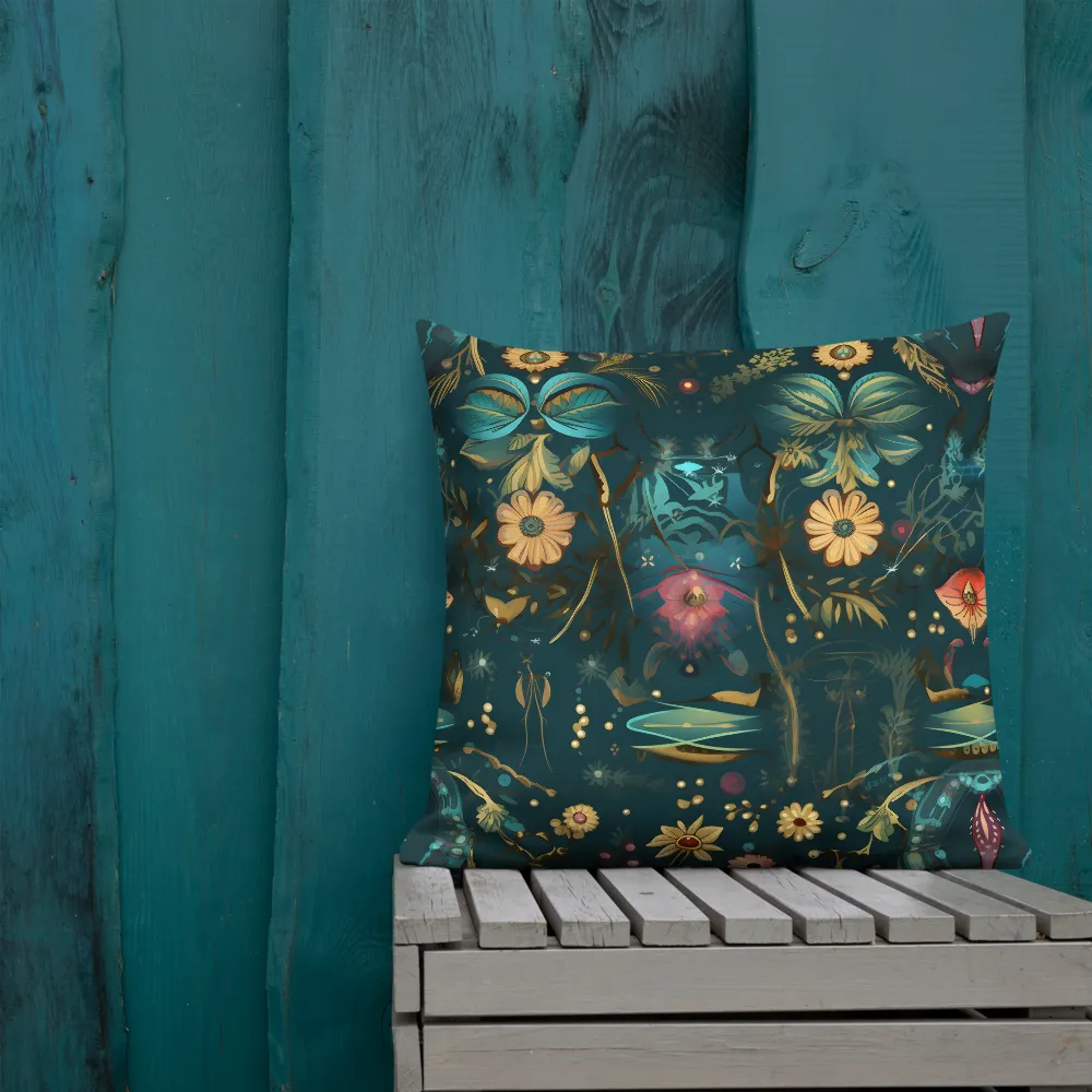 Whimsy in Flora: An Art Nouveau Journey | Pillow | 22″×22″