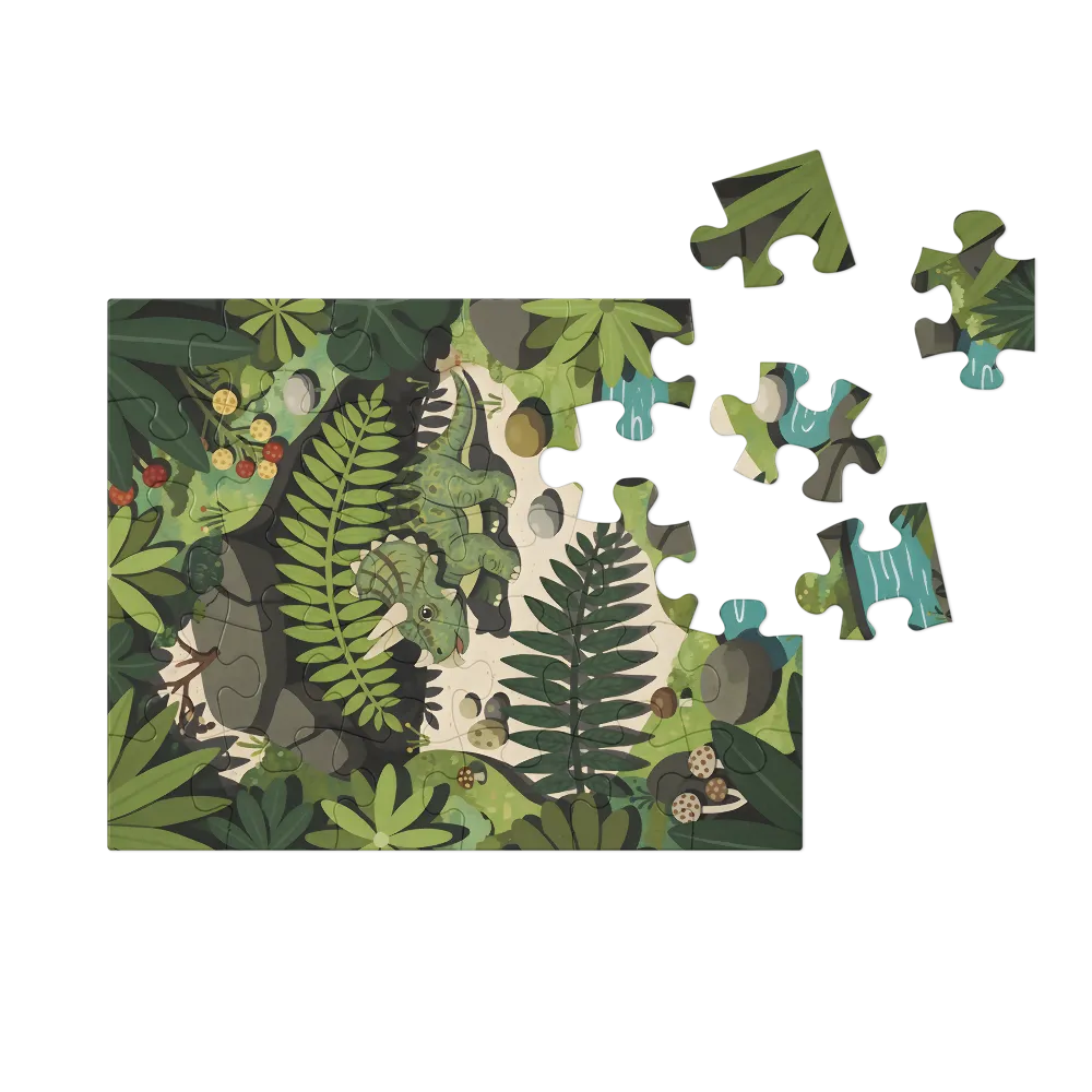 Jungle Triceratops 
 Jigsaw Puzzle in Tin Box