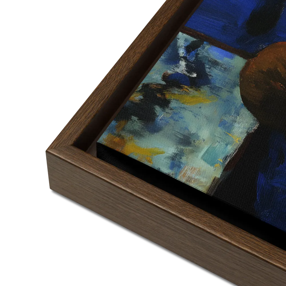 Contemplation Under the Night Sky | Canvas with Brown Frame | 12″×16″