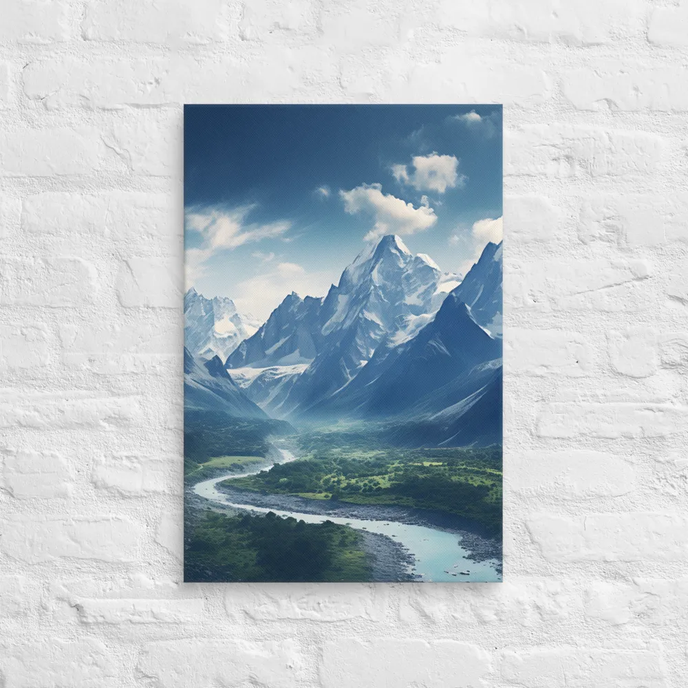 Majestic Serenity: A Landscape of Mountains and Rivers | Canvas | 16″×24″