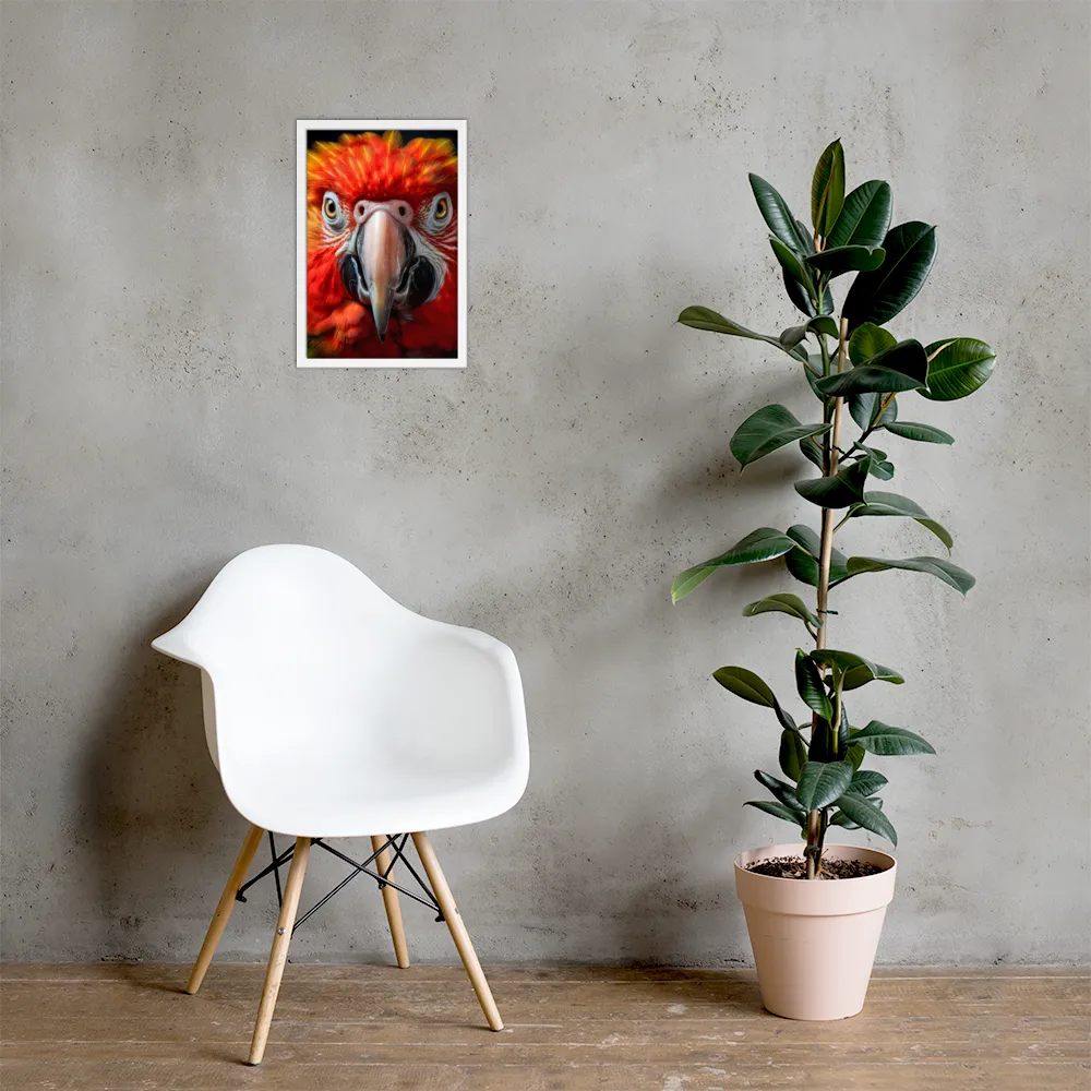 The Fiery Gaze of the Parrot | Poster with White Frame | 12″×18″