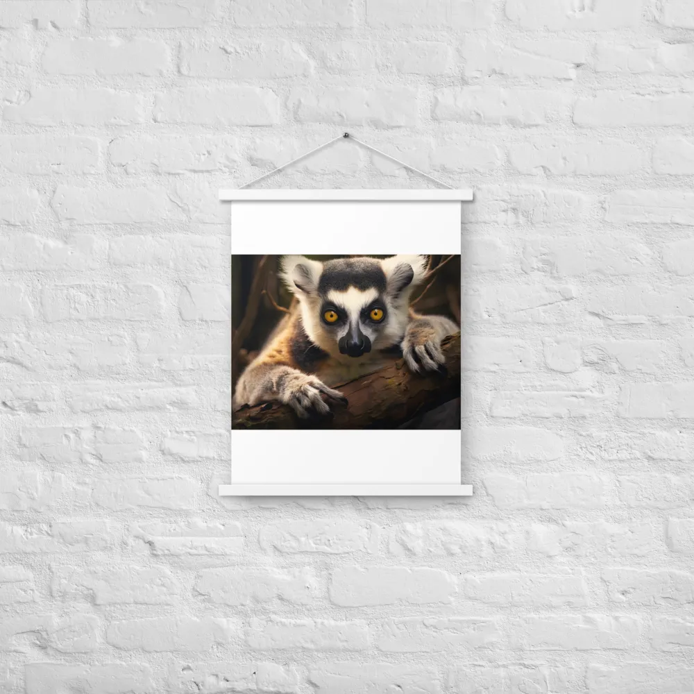 The Watchful Lemur | Poster With White Wood Hanger | 18″×24″