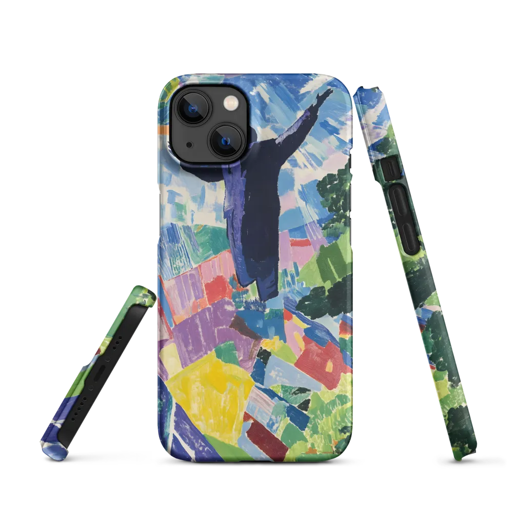 Elysium: A Soaring Figure Amidst Colorful Landscapes | Phone Case |  13 | Snap Case | Matte