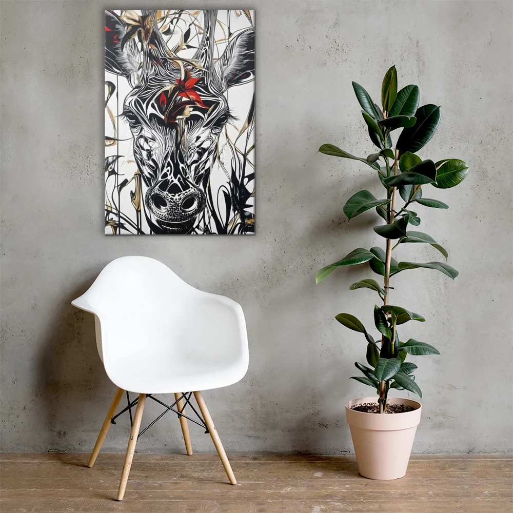 Floral Elegance: The Giraffe's Portrait | Canvas | 24″×36″