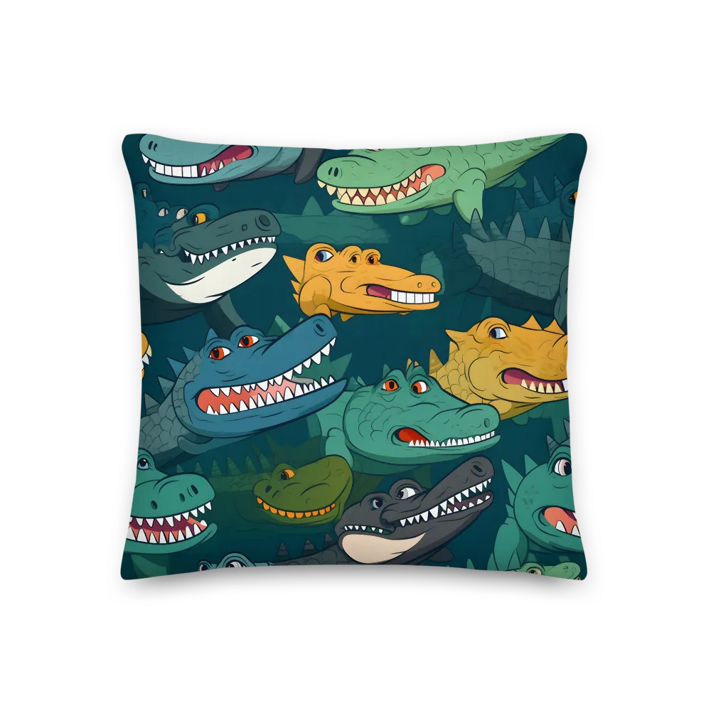 Cheerful Crocodilian Parade | Pillow | 18″×18″