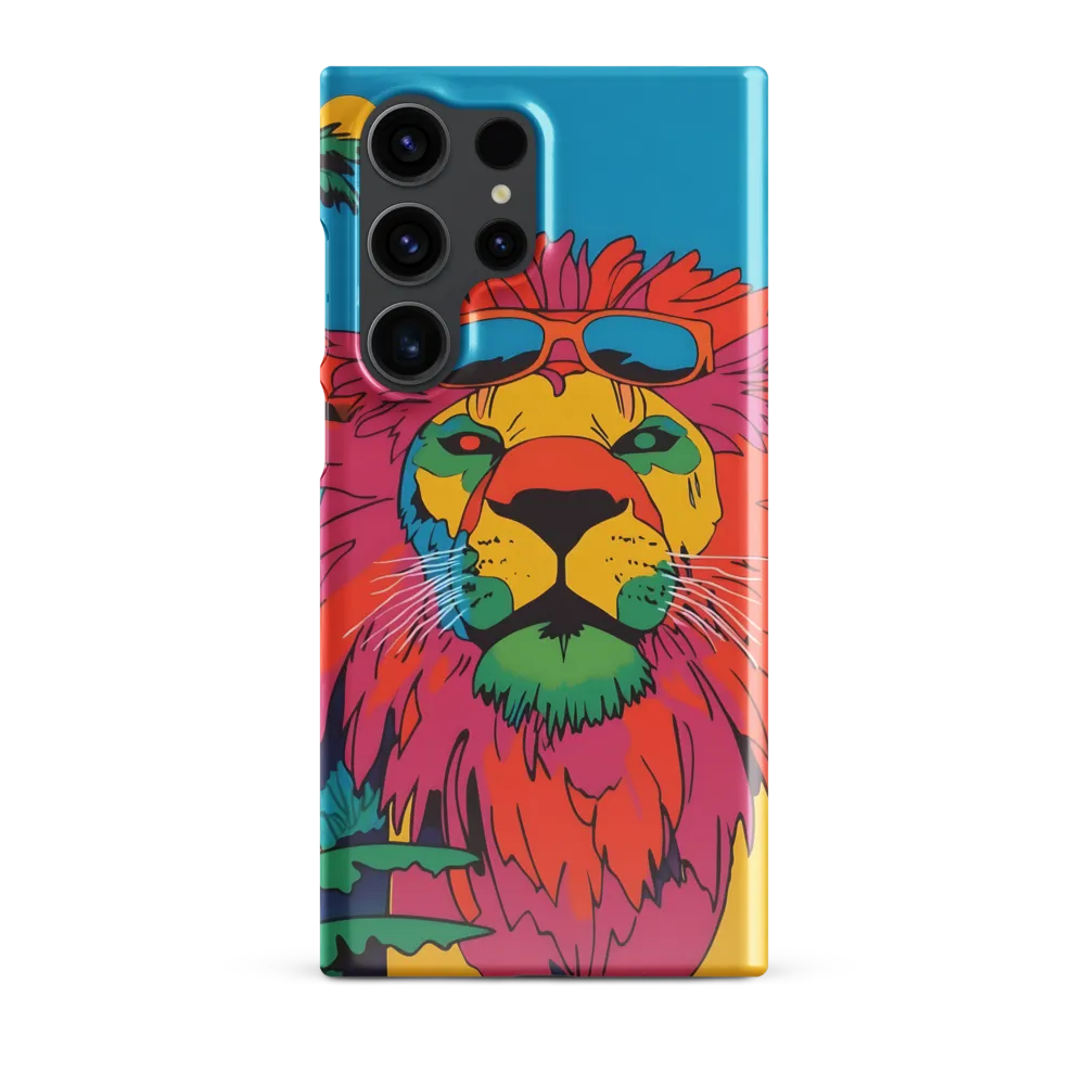 Lion with Sunglasses: A Vibrant Tropical Portrait | Phone Case |  S23 Ultra | Snap Case | Glossy