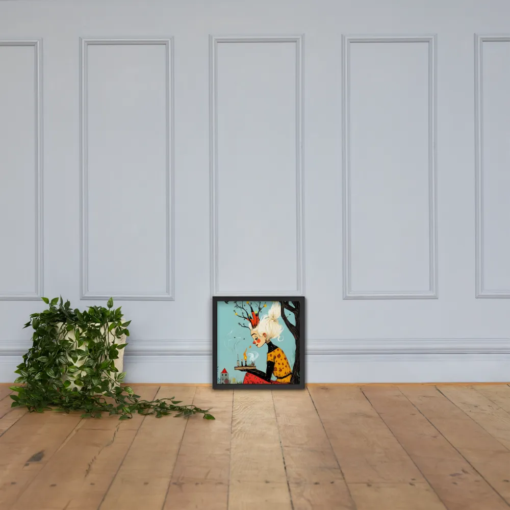 Whimsical Nature Girl | Poster with Black Frame | 14″×14″
