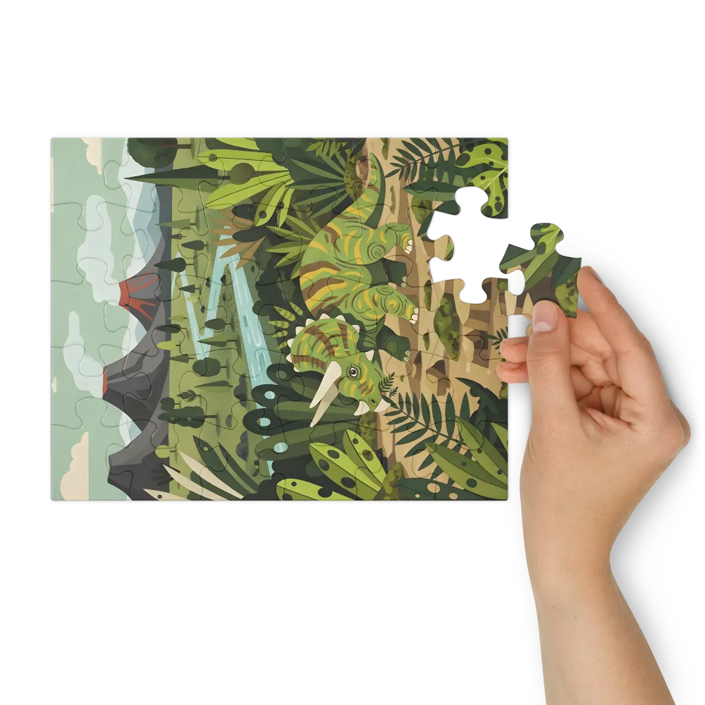 Triceratops Valley 
 Jigsaw Puzzle in Tin Box
